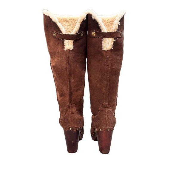 UGG Brown Suede Ankle Boots with Cream Fur Lining - Picture 7 of 13
